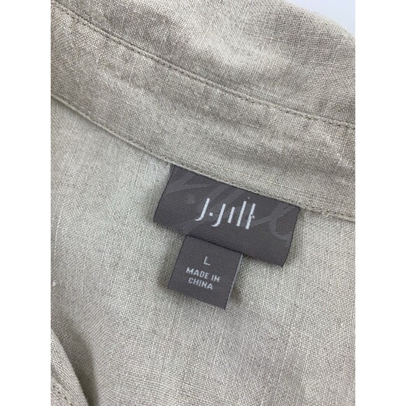 J Jill Linen Button Down Collared Shirt Tan Lightweight Breathable Womens Large - Picture 8 of 12